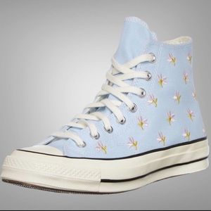 Converse Blue Floral Chuck 70 Hi Sneaker (Chambray Blue / Egret / Black) Size 8